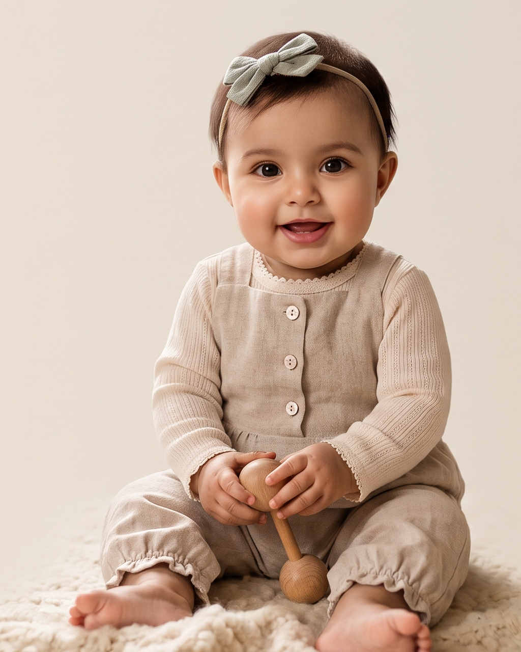 Baby sitting on a mat